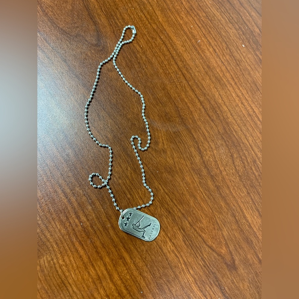 Silver Dog Tag Necklace with Star Design